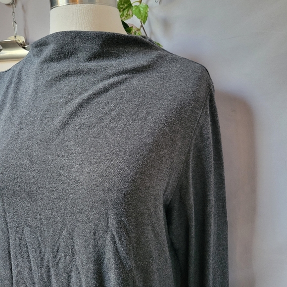 Encircled Comfy Puff Sleeve Mock Neck Dress Gray L - Picture 11 of 16